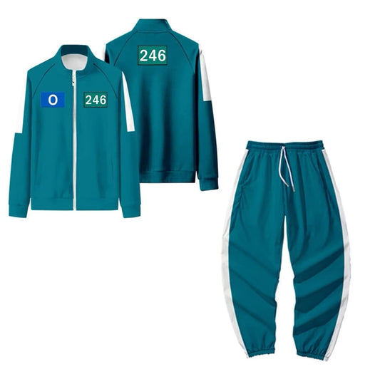 Tuta verde Squid Game per giocatori di Carnevale, ispirata alla serie 246