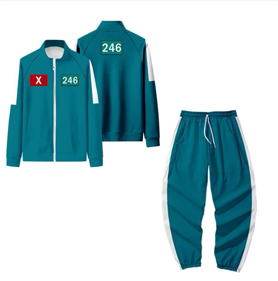 Vestiti di Carnevale Squid Game, tuta verde con numero 246