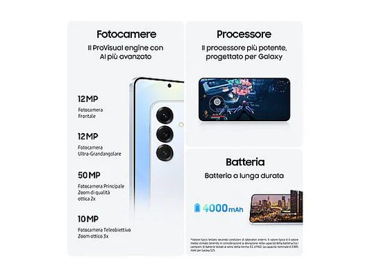 nuovo Samsung Galaxy S25 5G in elegante colorazione Blue Black rappresenta l'eccellenza della tecnologia mobile Samsung. Con 12GB di RAM, 256GB di storage, display da 6.2" e connettività 5G, è lo smartphone flagship perfetto per chi cerca prestazioni top in un formato compatto e maneggevole.