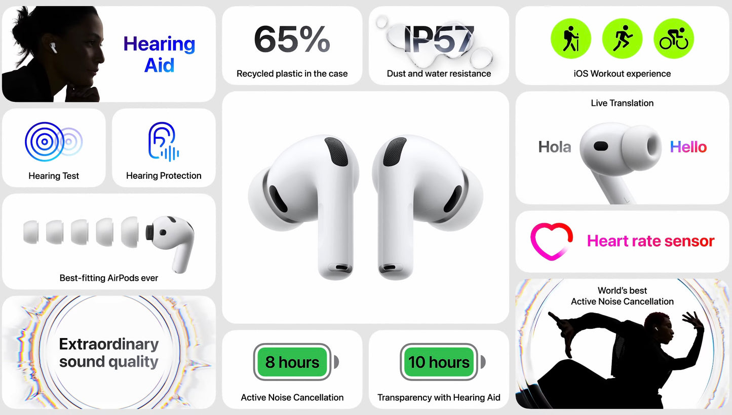 Apple AirPods Pro 3 - Auricolari Wireless Ip57