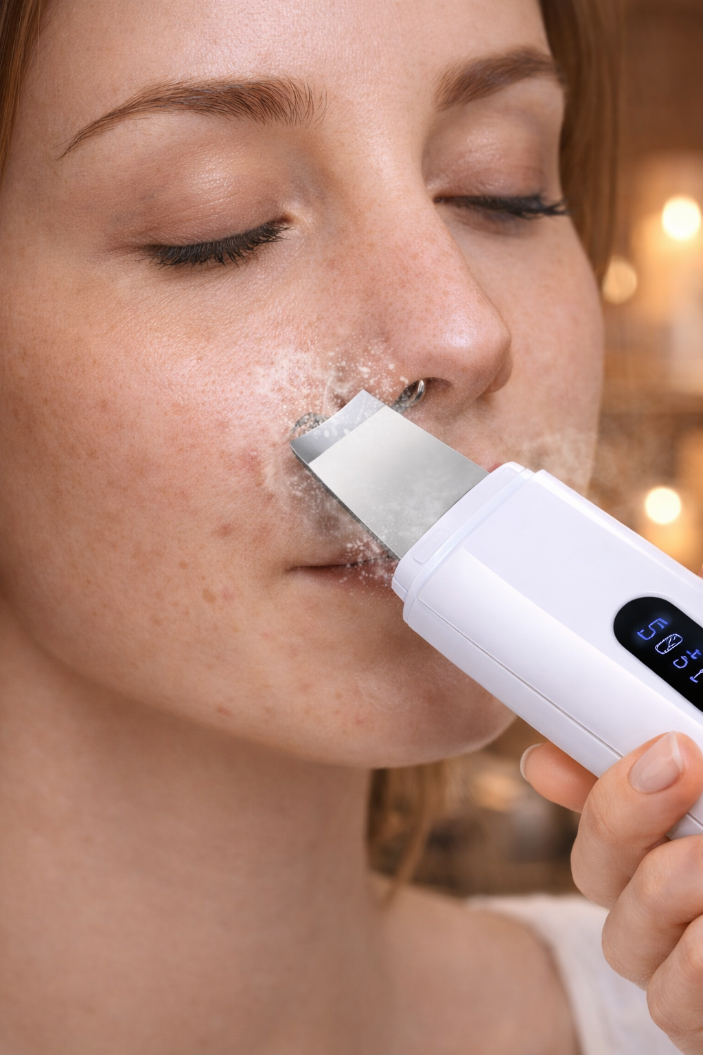 Peeling viso Scrubber Pulizia Viso Ultrasuoni Spatola Punti Neri Professionale