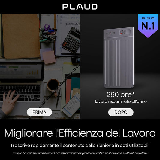 PLAUD NOTE Registratore Vocale con IA Trascrizione 112 Lingue Bluetooth GPT-5 migliora il lavoro