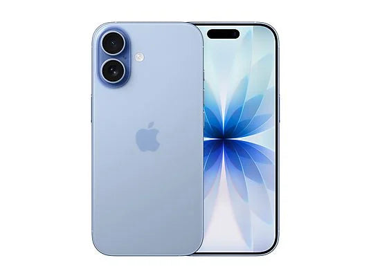 Apple iPhone 17 con le specifiche ufficiali Apple. Colorazione azzurro cielo