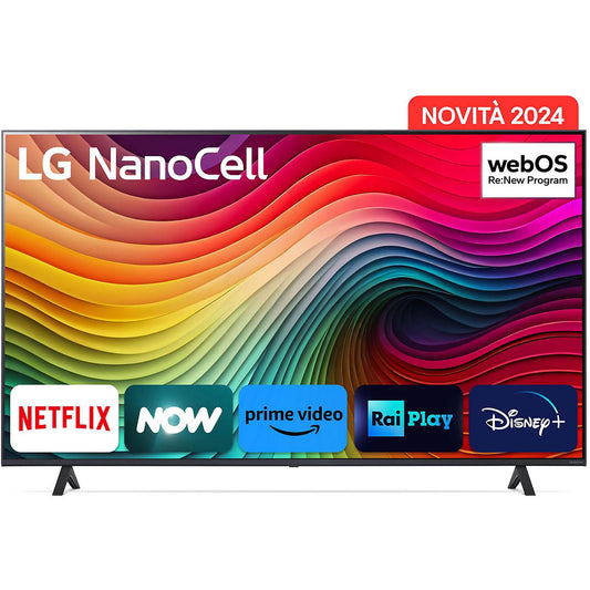 LG 55NANO81T3A: Smart TV 55” 4K UHD HDR con tecnologia NanoCell, processore α5 Gen7, webOS 24 e controllo vocale integrato.