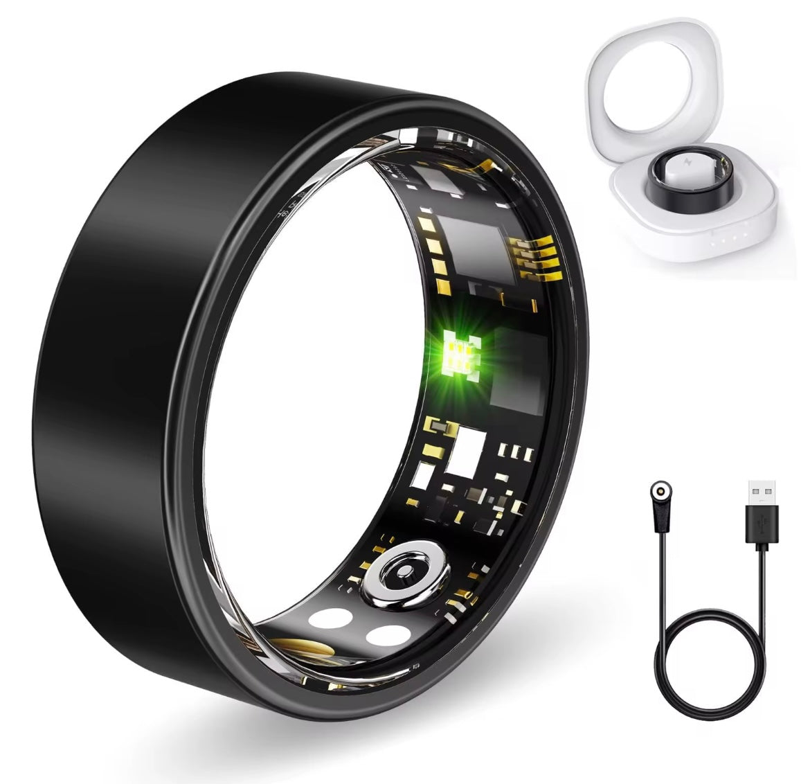 Dettaglio ricarica magnetica smart ring batteria a lunga durata 40mAh