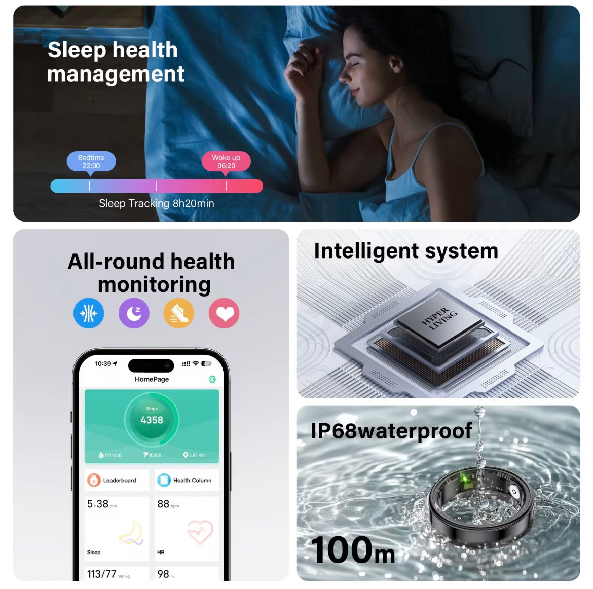 Anello Intelligente AI Unisex Smart ring waterproof