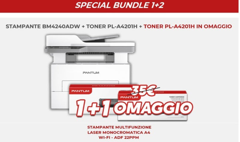 Pantum BM4240ADW Multifunzione Laser A4 ADF Wi‑Fi LAN Duplex + Toner Bundle