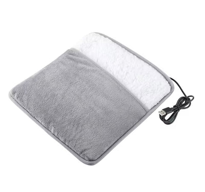 Portable USB Electric Winter Foot Warmer – Washable Plush Foot Heating Pad – 40°C – Grey