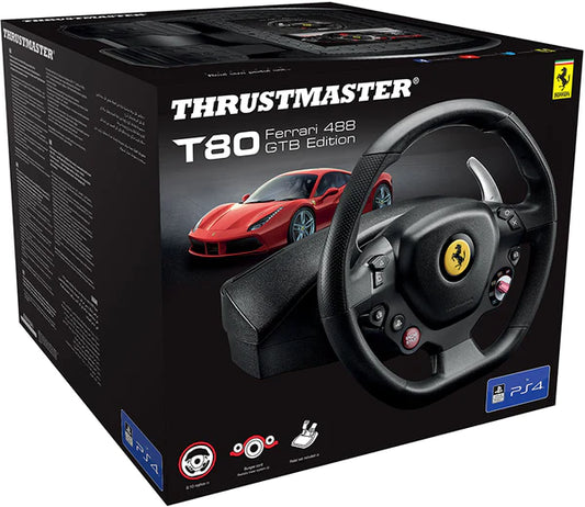 Thrustmaster T80 Ferrari 488 GTB Edition Volante Racing per PS5- PS4-PC con PEDALIERA