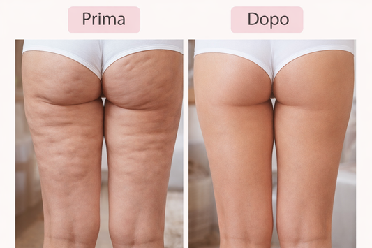 Prima e dopo del trattamento Anticellulite professionale a casa massaggiatore 3 in 1