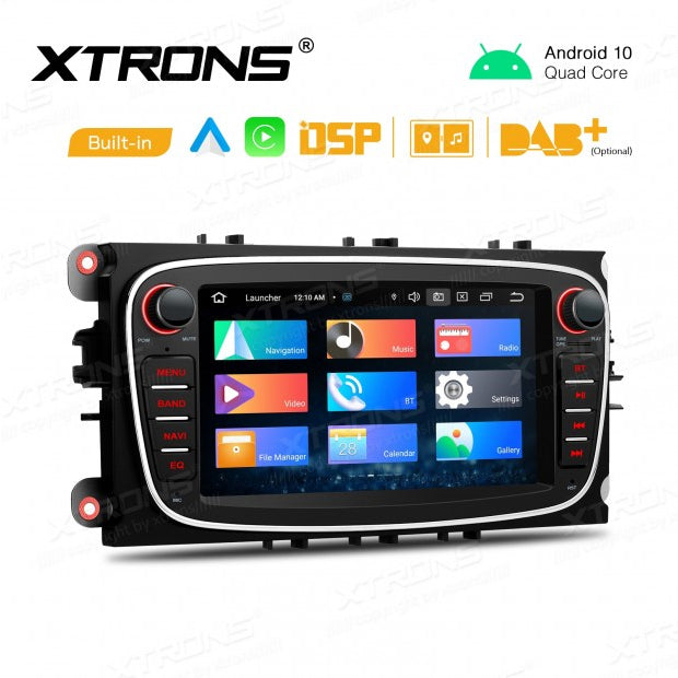 Autoradio Android 10 Stereo Auto 7" Comandi al Volante compatibile con Ford Focus, C-Max, Kuga, Mondeo