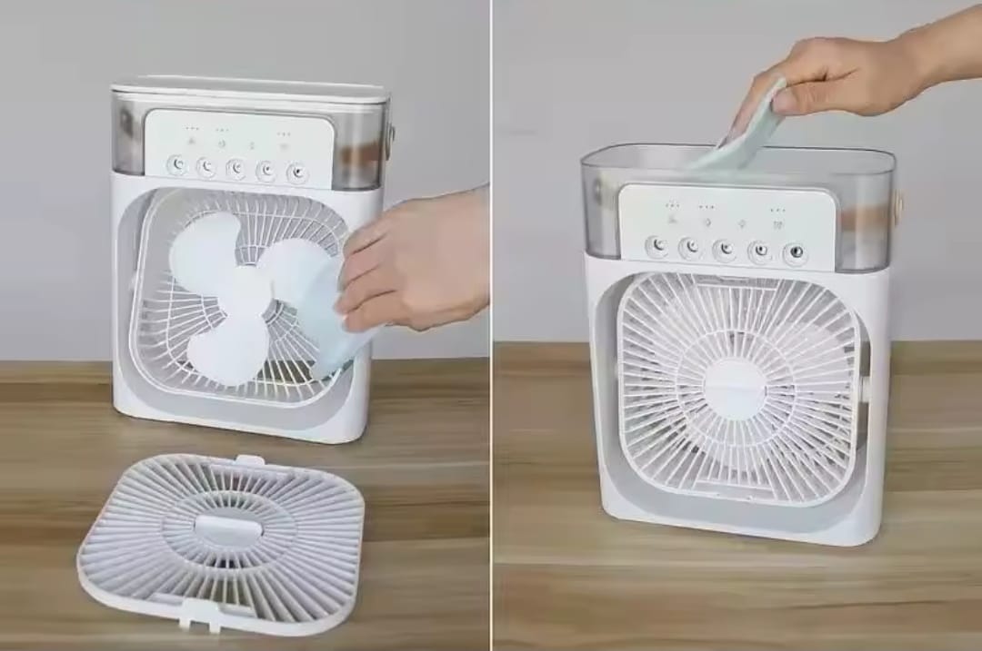 Dispositivo di raffreddamento dell'aria con velocità regolabile e serbatoio d'acqua integrato, perfetto per l'estate.