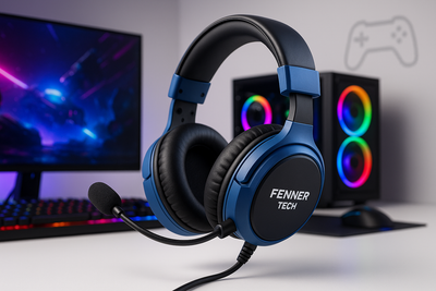 Fenner Tech Soundgame Gaming Headset Blau mit Mikrofon - PC/Konsolen Gaming Headset