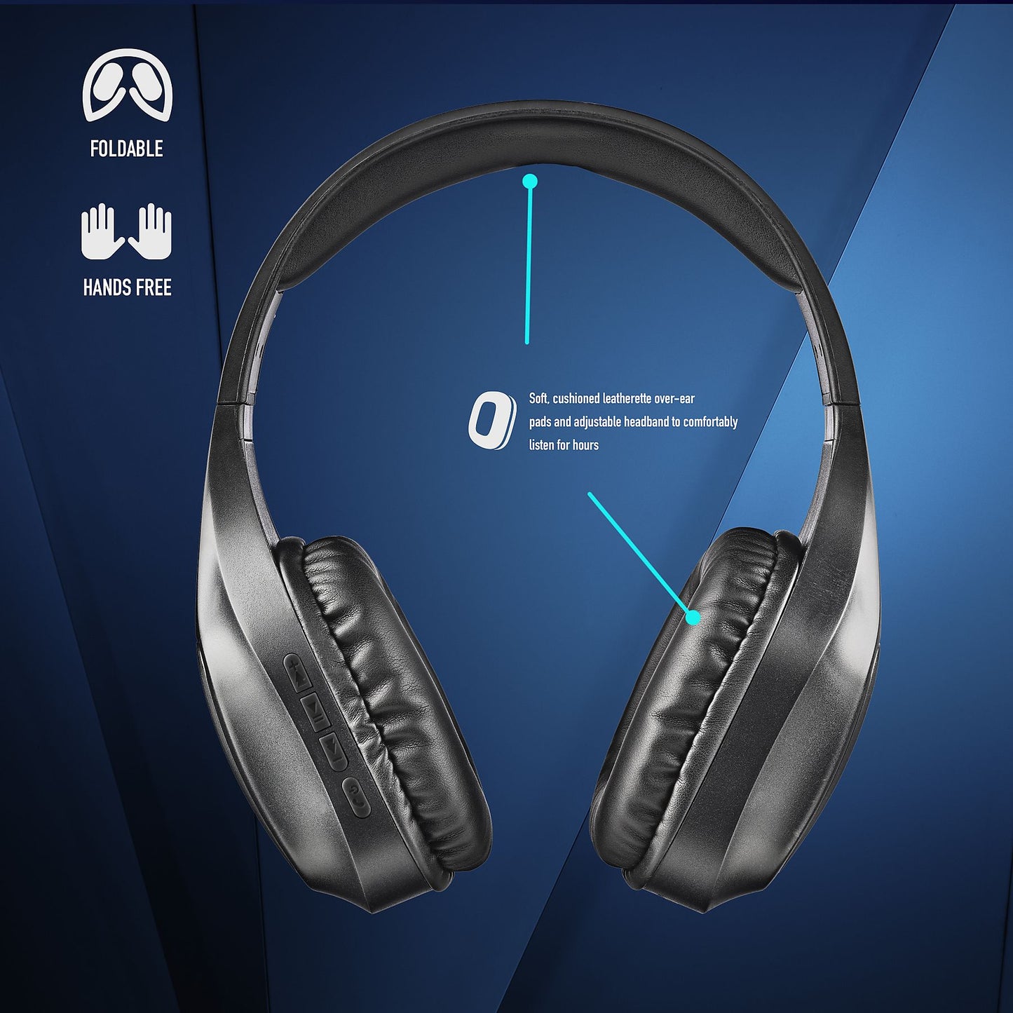 Dettaglio cuffie Bluetooth NGS Artica Wrath black con controlli sul padiglione