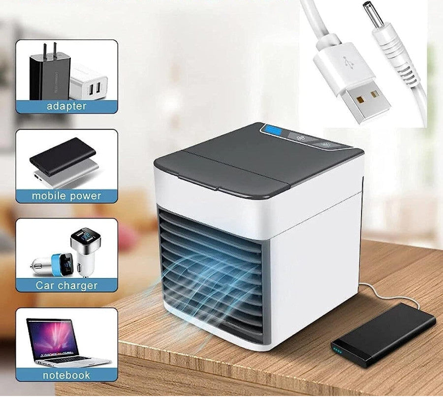 termoventilatore portatile per camper con 3 velocità regolabili e ricarica USB, facile da trasportare e utilizzare ovunque.