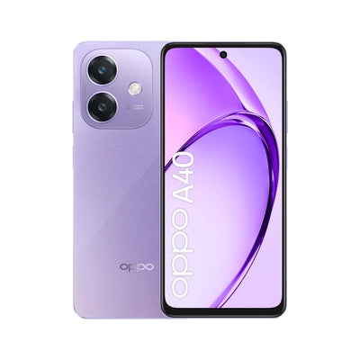 OPPO A40 Starry Purple acceso con schermata home colore viola