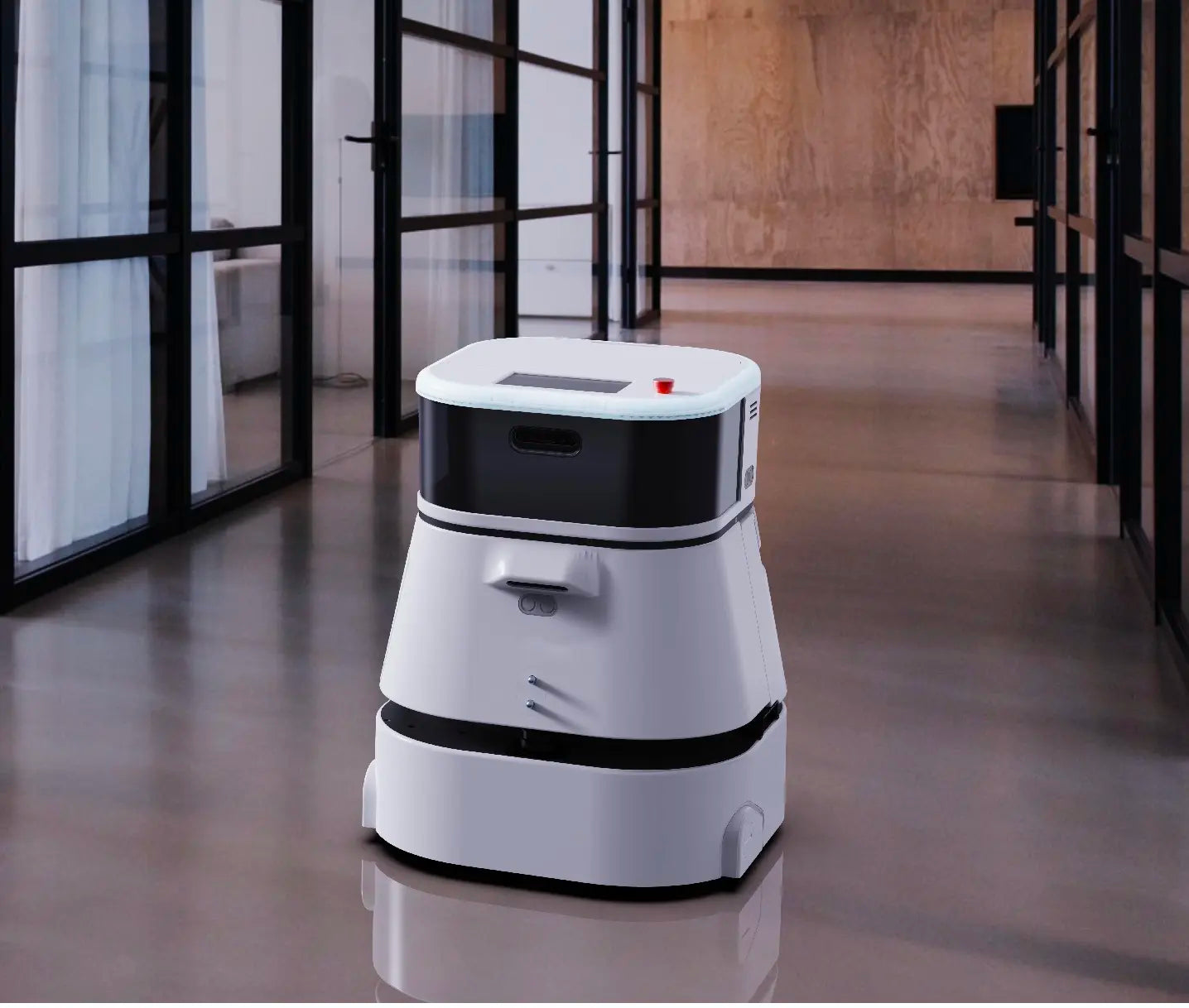 Dettaglio del robot di pulizia iTR con pianificazione intelligente e mappatura automatica per ambienti industriali.