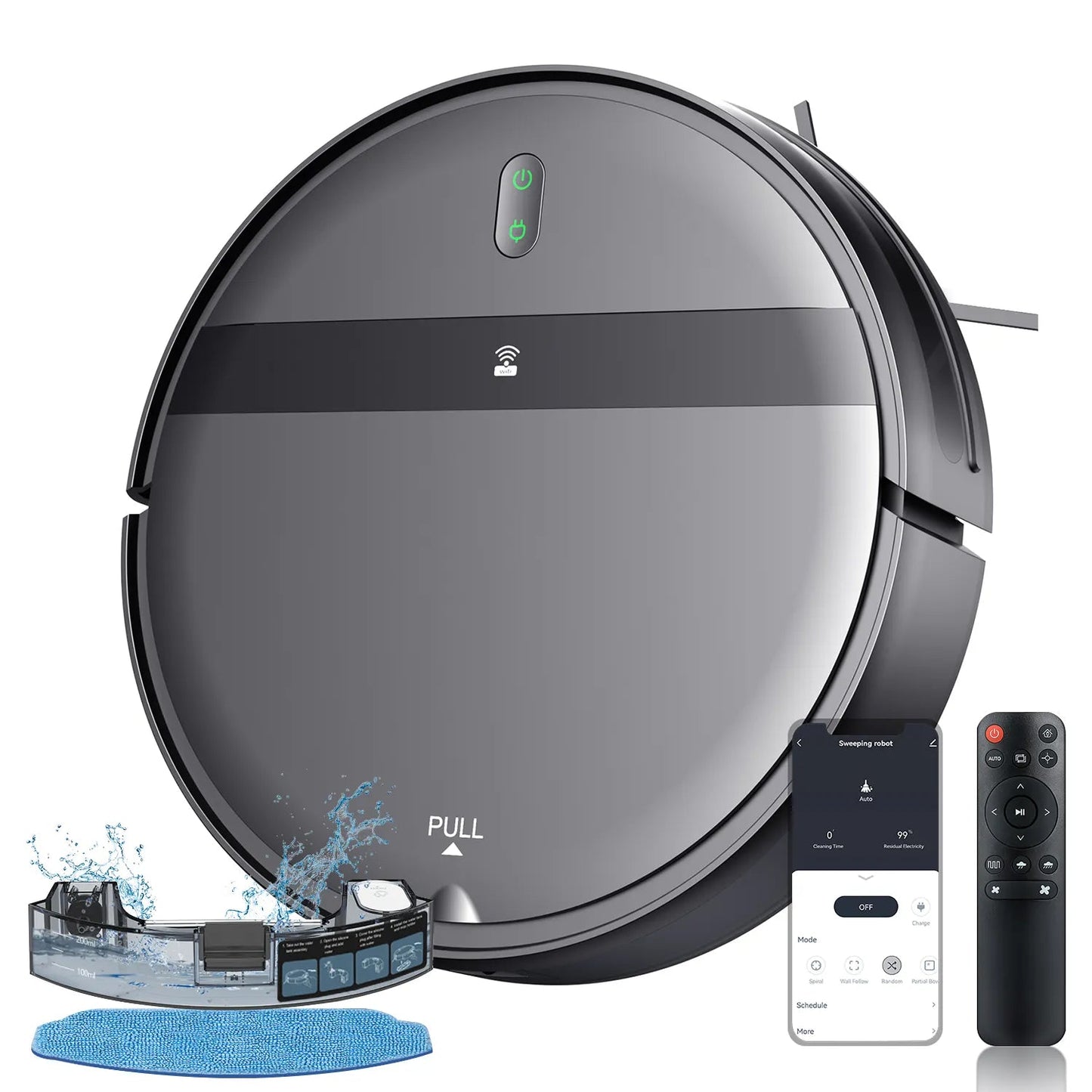 Vista complessiva del robot aspirapolvere G20 in una casa moderna, ideale per la pulizia automatica di tappeti e pavimenti.