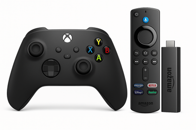Xbox Series X/S Controller Schwarz + Amazon Fire TV Stick 4K - Gaming Streaming Bundle