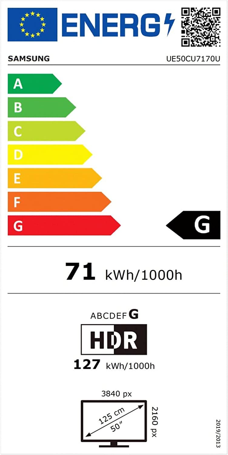 Samsung TV Led 43 crystal UHD 4k 430CU7172 classe energetica G