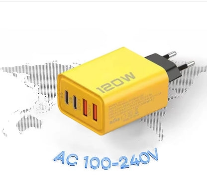 Ricarica rapida 3.0 fino a 120W con supporto per 4 dispositivi simultanei. Compatibile con iPhone, Samsung e Xiaomi, offre potenza e velocità.