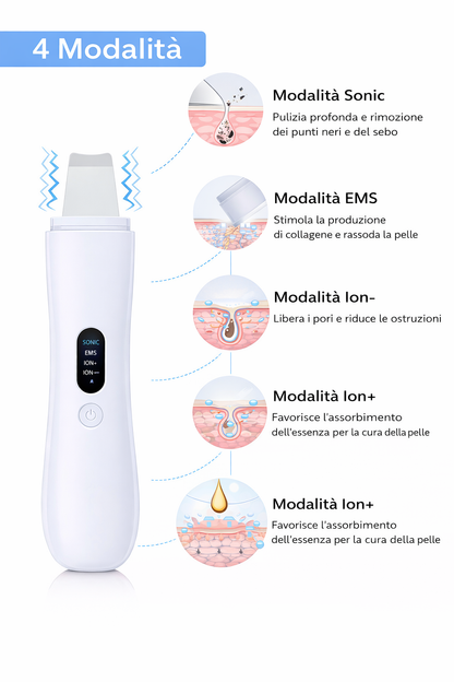 Peeling viso Scrubber Pulizia Viso Ultrasuoni Spatola Punti Neri Professionale