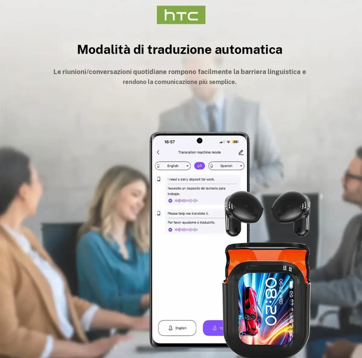 Modalità di traduzione automatica
Le riunioni/conversazioni quotidiane rompono facilmente la barriera linguistica e rendono la comunicazione più semplice.