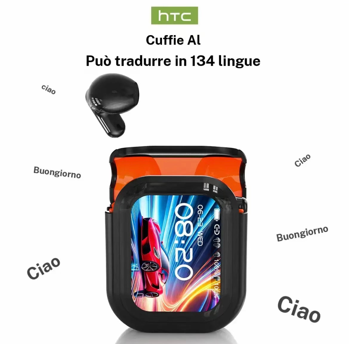 cuffie traduttrici HTC NE20 True Wireless In-Ear sono pensate per chi vuole comunicare facilmente in ogni situazione: viaggi, vacanze, incontri internazionali, studio e turismo. Il sistema di traduzione supporta fino a 134 lingue, permettendo di capire l’altra persona mentre parla 