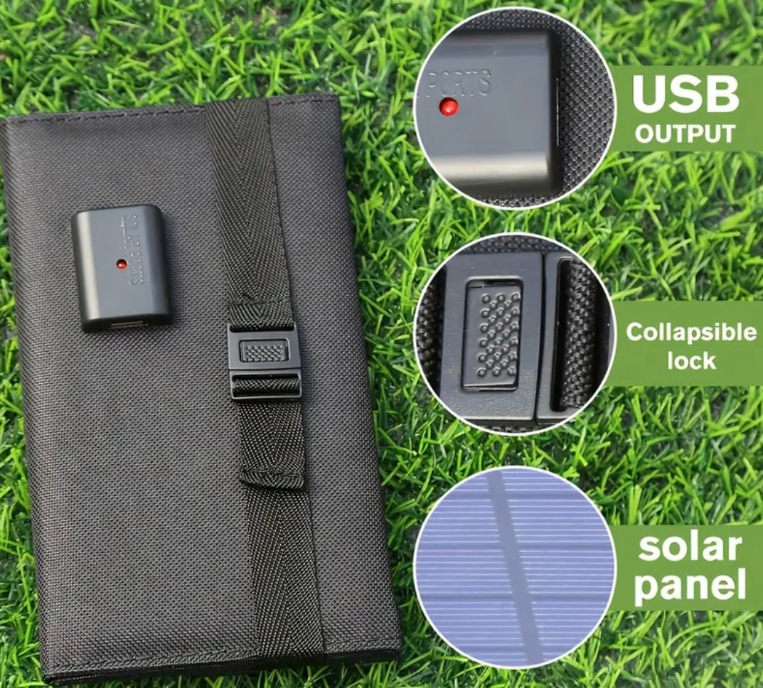 Pannello Solare Pieghevole 35W con Custodia Ricarica PC Campeggio All'Aperto Energia Solare usb