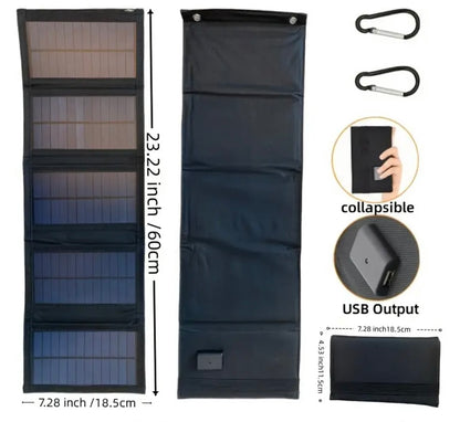 Pannello Solare Pieghevole 35W con Custodia Ricarica PC Campeggio All'Aperto Energia Solare piccolo e portabile 