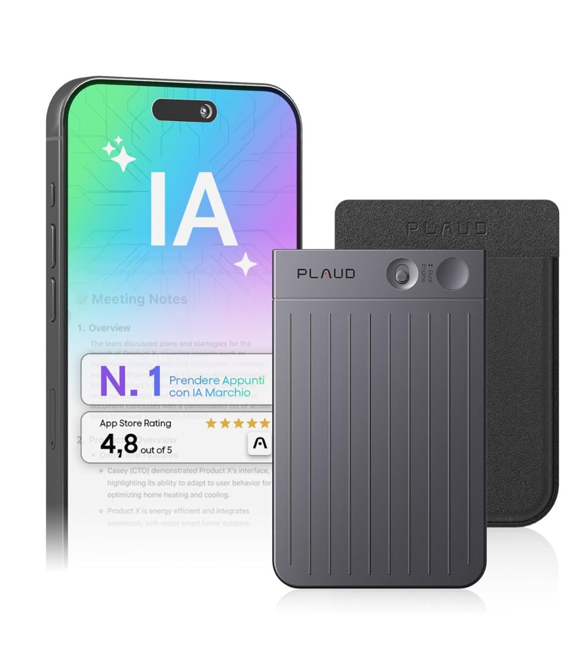 PLAUD NOTE Registratore Vocale con IA Trascrizione 112 Lingue Bluetooth GPT-5