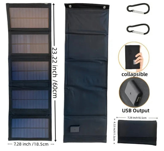 Pannello Solare Pieghevole 35W con Custodia Ricarica PC Campeggio All'Aperto Energia Solare dimensioni 