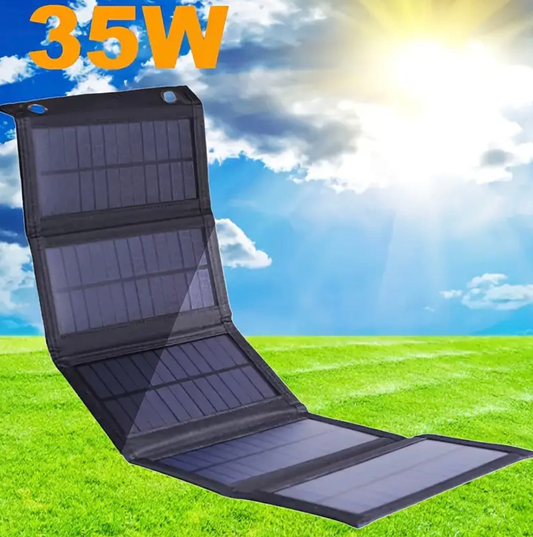 Pannello Solare Pieghevole 35W con Custodia Ricarica PC Campeggio All'Apertoricarica ecologica Energia Solare