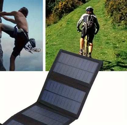 Pannello Solare Pieghevole 35W con Custodia Ricarica PC Campeggio All'Aperto Energia Solare escursioni 