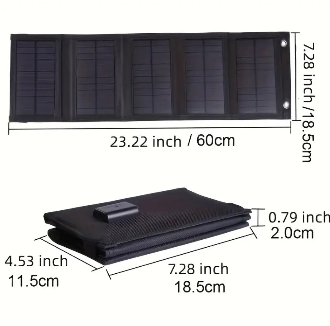 Pannello Solare Pieghevole 35W con Custodia Ricarica PC Campeggio All'Aperto Energia Solare dimensioni