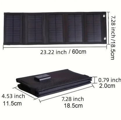 Pannello Solare Pieghevole 35W con Custodia Ricarica PC Campeggio All'Aperto Energia Solare dimensioni