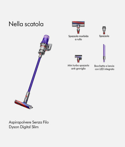 Dyson Digital Slim Aspirapolvere Senza Filo accessori nella scatola