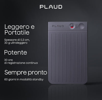 PLAUD NOTE Registratore Vocale con IA Trascrizione 112 Lingue Bluetooth GPT-5 portatile 