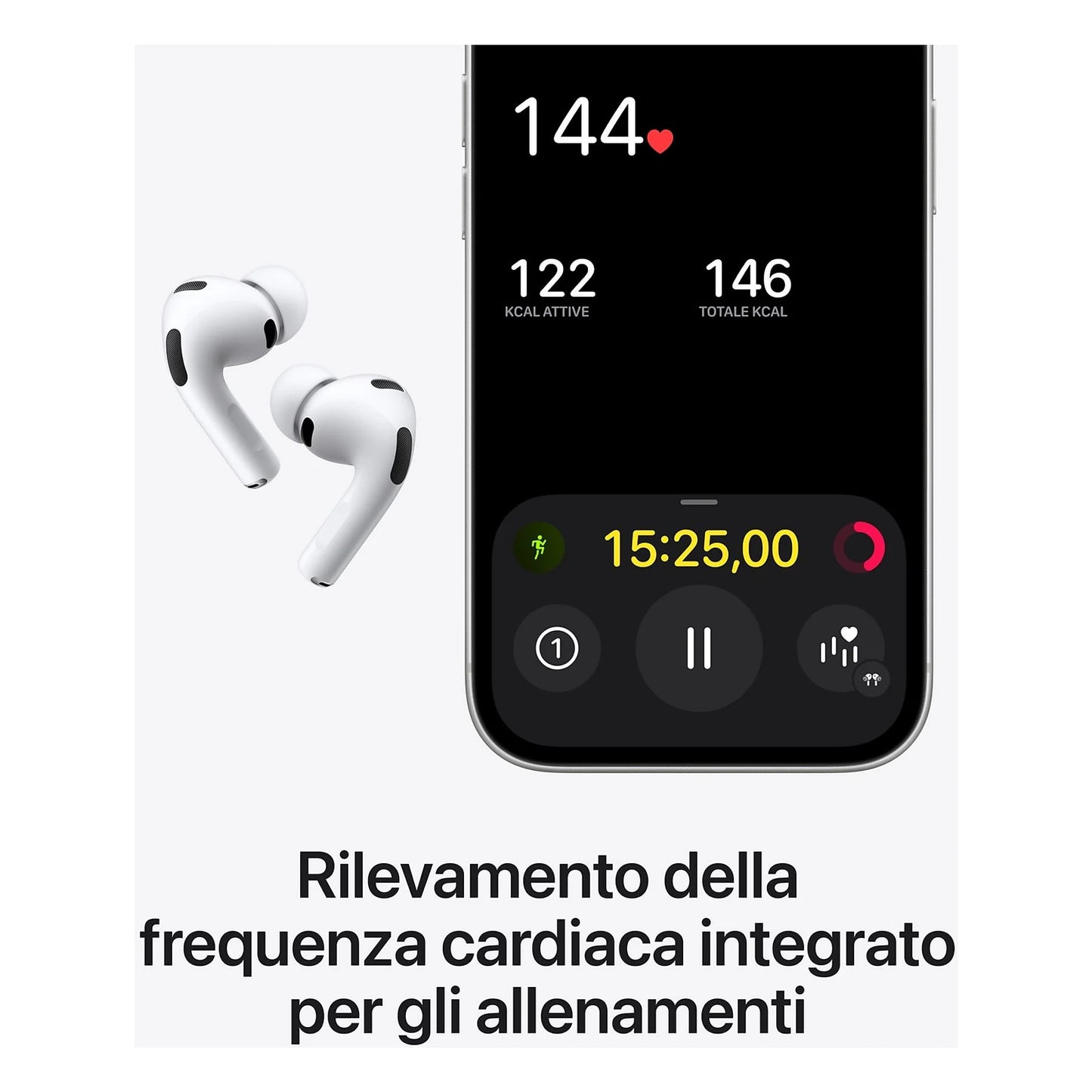 Rilevamento frequenza cardiaca integrato per sportivi e allenamento su Apple AirPods Pro 3