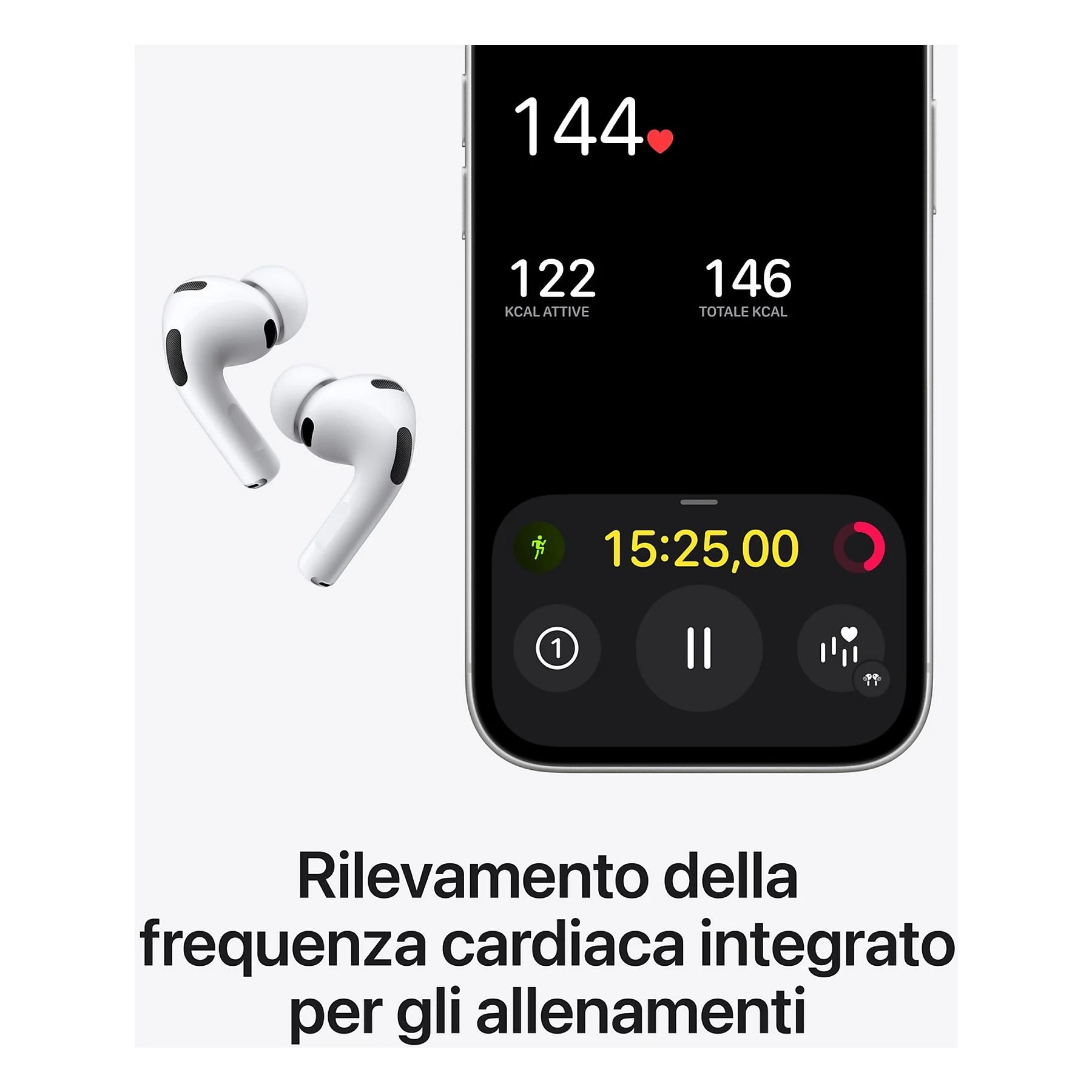 Rilevamento frequenza cardiaca integrato per sportivi e allenamento su Apple AirPods Pro 3