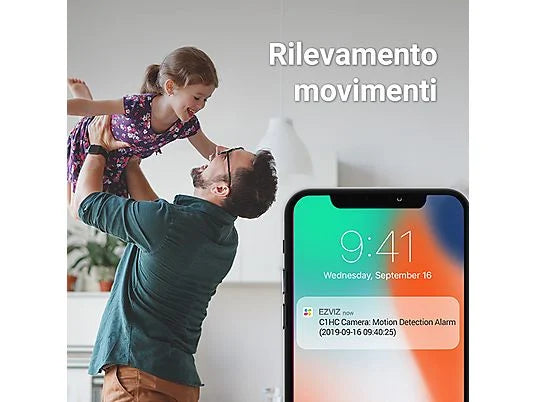 EZVIZ CS-H1C Telecamera Interno FHD - Visione Infrarossi Sensore Movimento H.265 rileva movimenti 