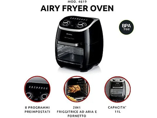 ARIETE AIRY FRYER OVEN 4619 Friggitrice Aria e Forno Elettrico 11L Girarrosto 2000W