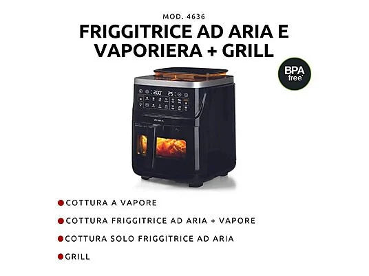 Friggitrice ad aria con vaporiera e grill 