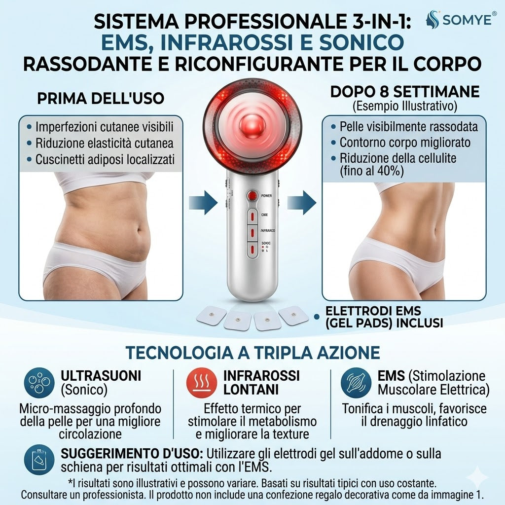 Massaggiatore Ultrasuoni Anticellulite 3 in 1