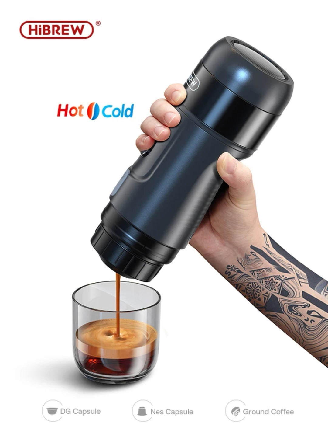 Macchina da caffè portatile HiBREW per auto e casa