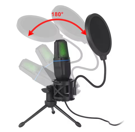 microfono USB professionale con inclinazione a 180 gradi 