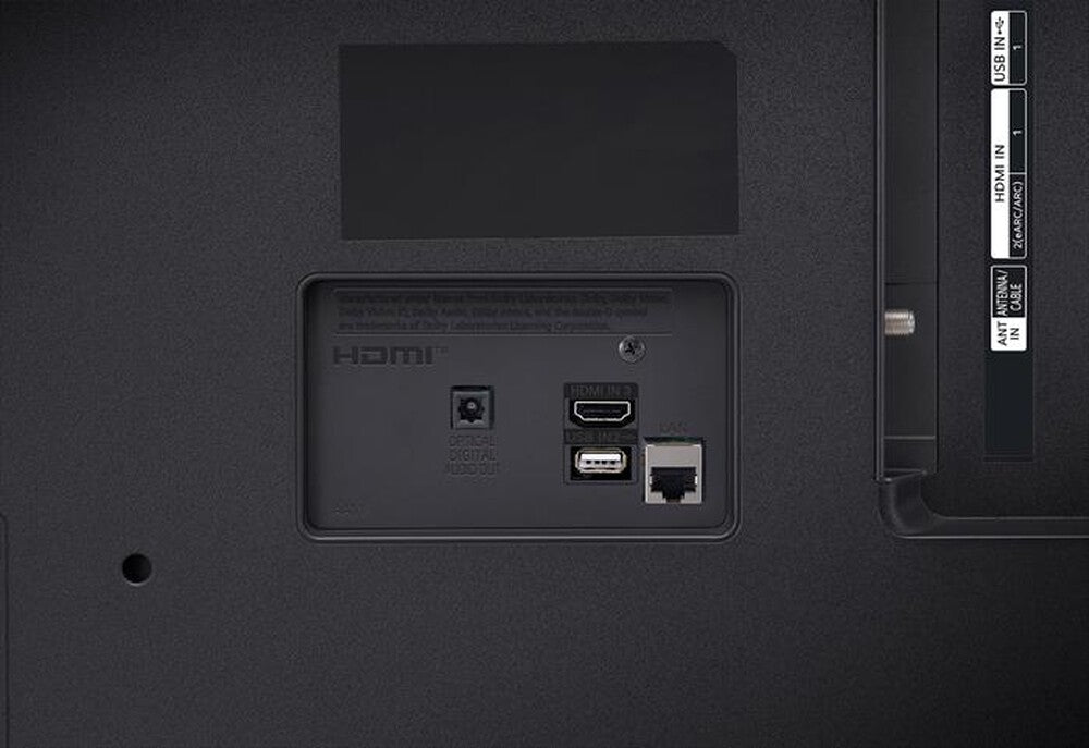 Retro della LG 55UR78006LK con porte HDMI e USB