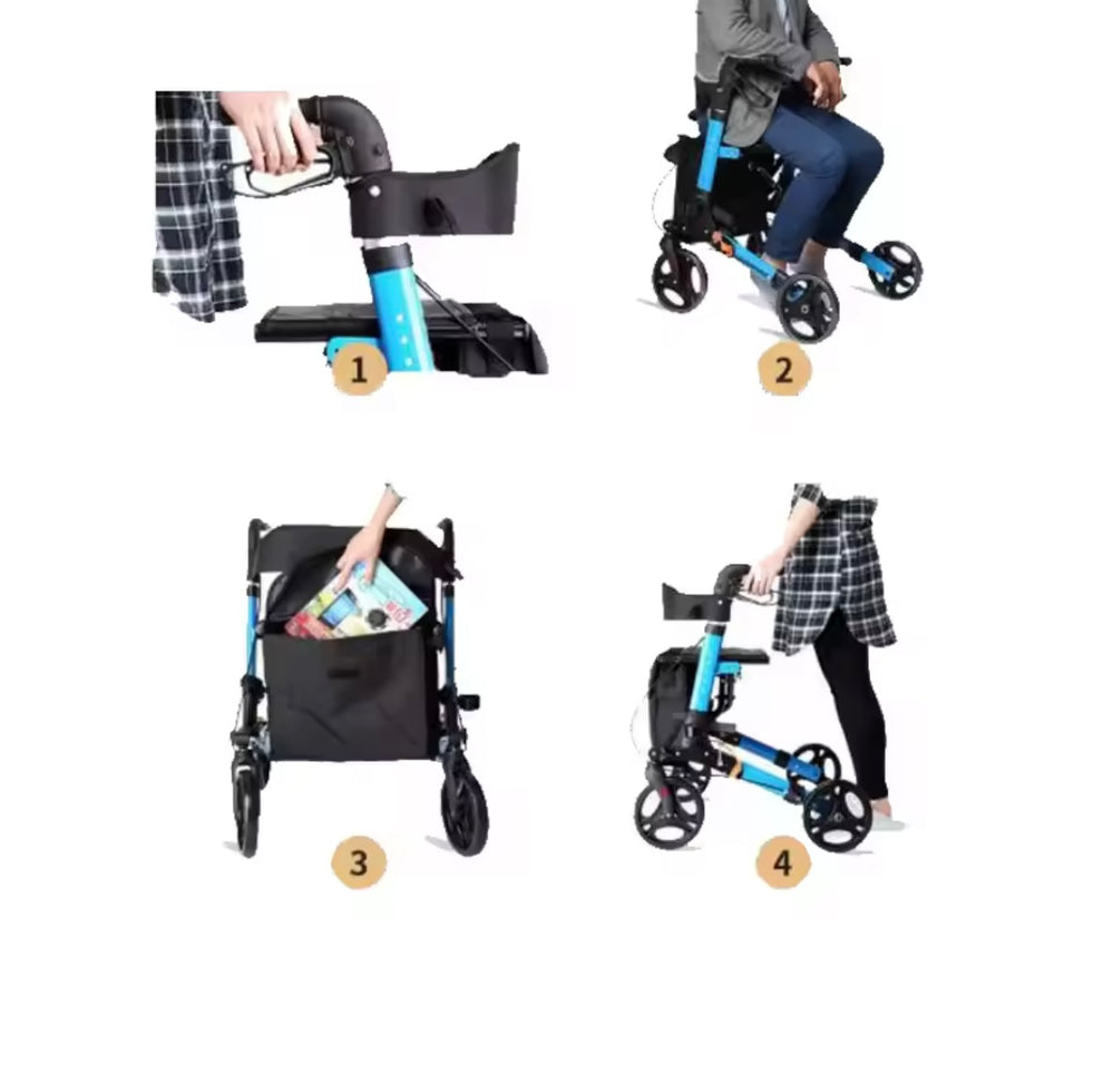 Azione Salute Deambulatore Pieghevole per Anziani e Disabili con 4 Ruote Seduta e Cestino, Rollator con Freni di Stazionamento, adatto ad esterni e interni Azione Salute Deambulatore Pieghevole per Anziani e Disabili con 4 Ruote Seduta e Cestino, Rollator con Freni di Stazionamento, adatto ad esterni e interni