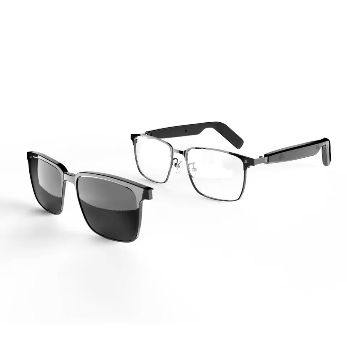 occhiali con intelligenza artificiale con chatgpt. Focchiali con filtro antiblu e uv. occhiali touch con musica e chiamate. occhiali con traduzione automatica delle lingue. occhiali convertibili da trasparenti a occhiali da sole.