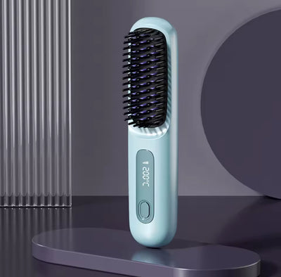 Portable Cordless Ceramic Hair Brush Straightener in 20 Seconds
